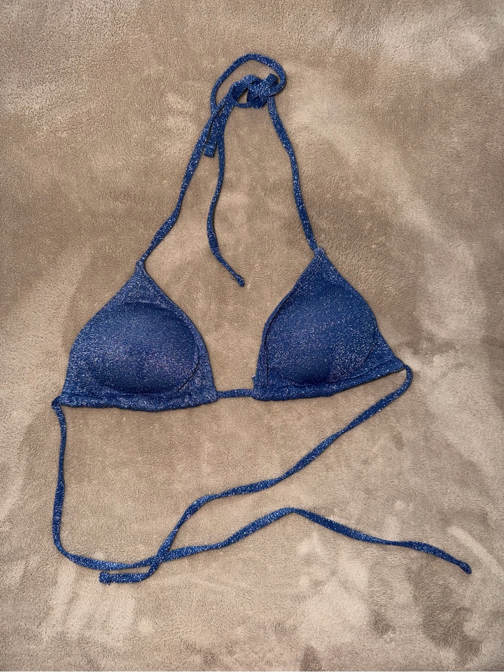 Sparkle Triangle Halter Bikini Top , size M